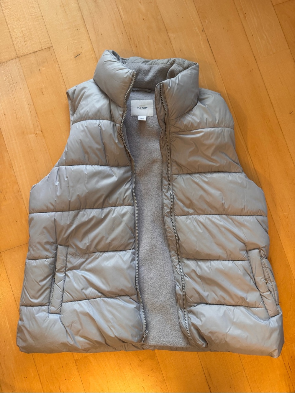 Old Navy Light Gray Quilted Puffer Vest